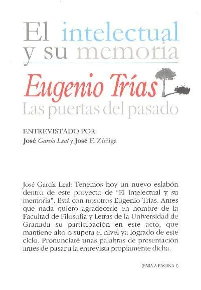 Eugenio Trias. Las Puertas del Pasado